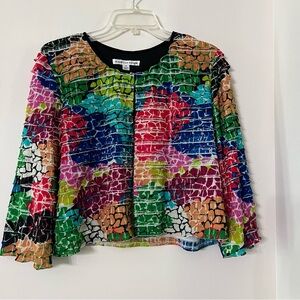 Madison Leigh Open Multi-color Top Size 14 Made In Indonesia